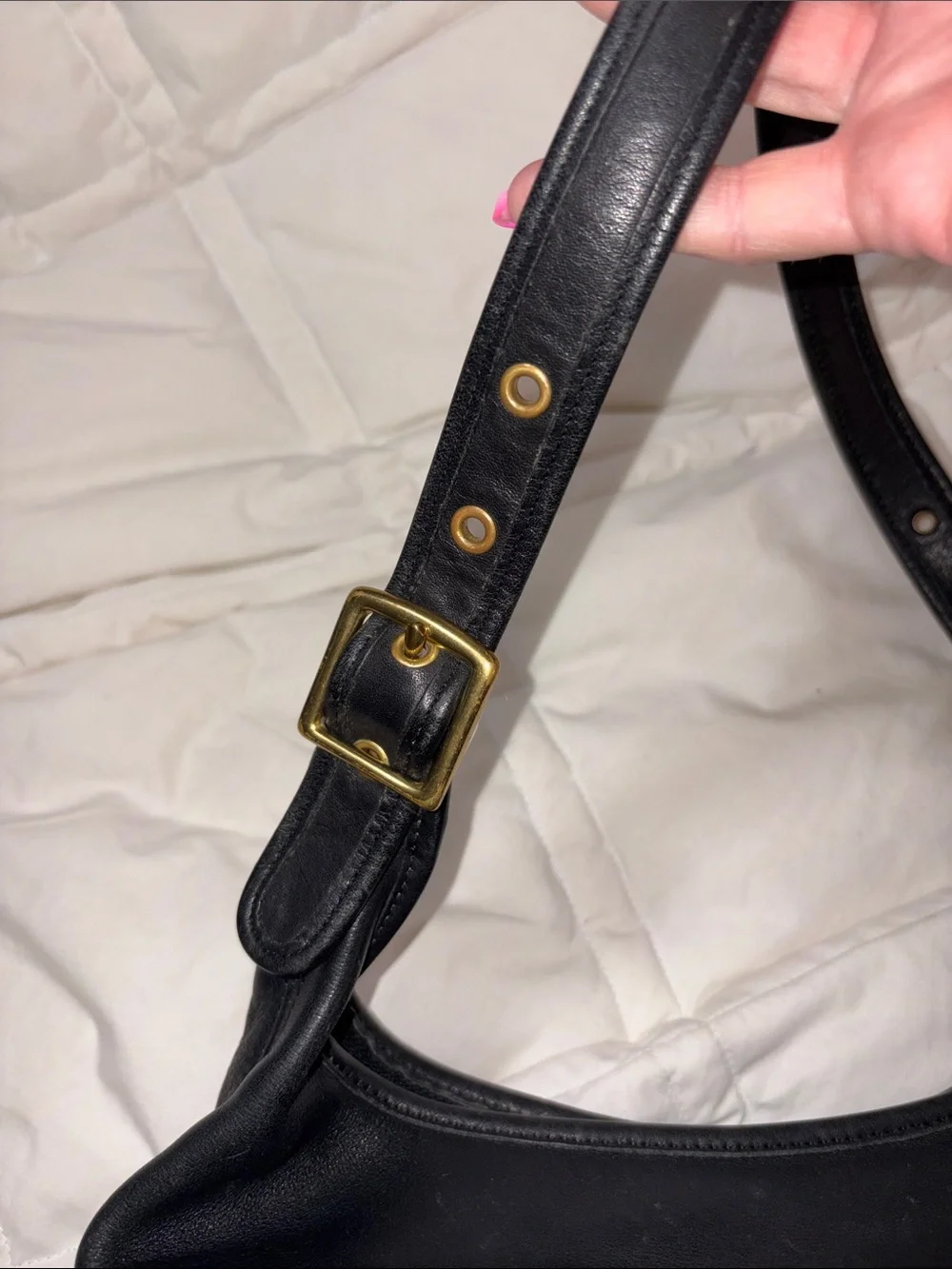 Vintage Coach Black Leather Legacy Y2K Hobo Bag 9058